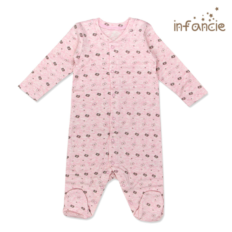 Infancie Newborn Baby Footed Babygrower Set of 2 Pcs (100% Cotton) Grey / Pink